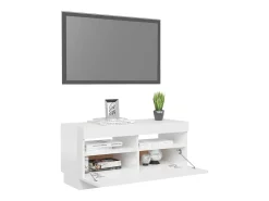 Mueble de TV con luces LED blanco brillante 80x35x40 cm