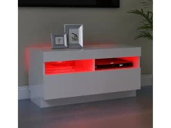 Mueble de TV con luces LED blanco brillante 80x35x40 cm
