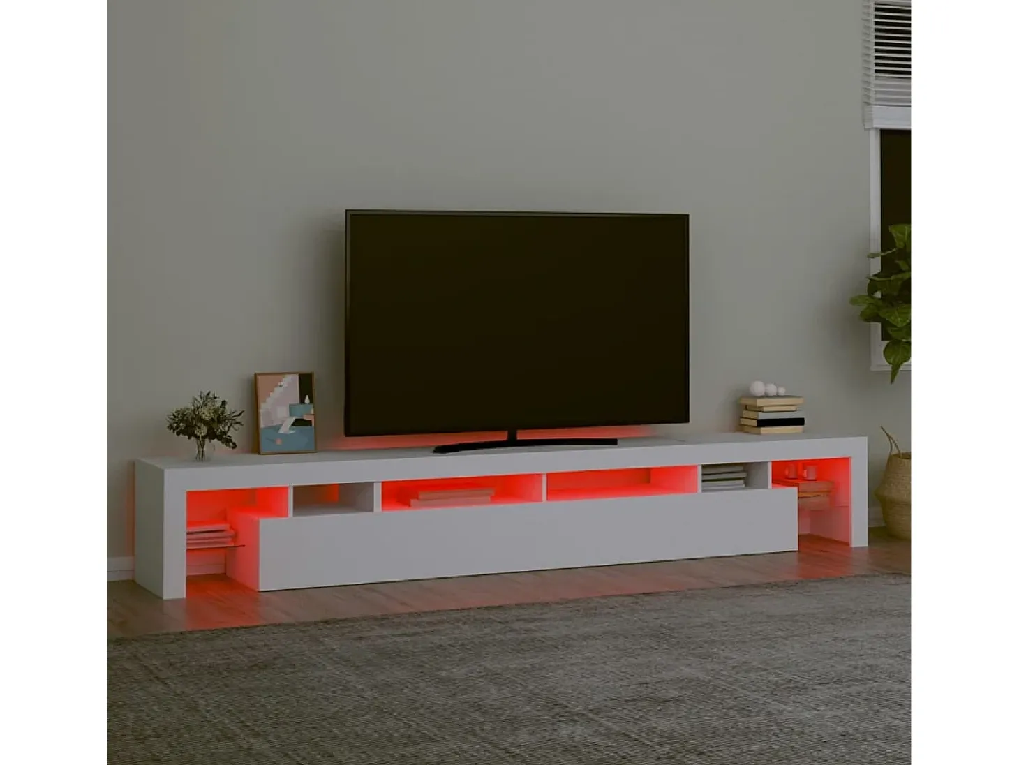 Mueble de TV con luces LED blanco 260x36,5x40 cm