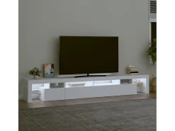 Mueble de TV con luces LED blanco 260x36,5x40 cm