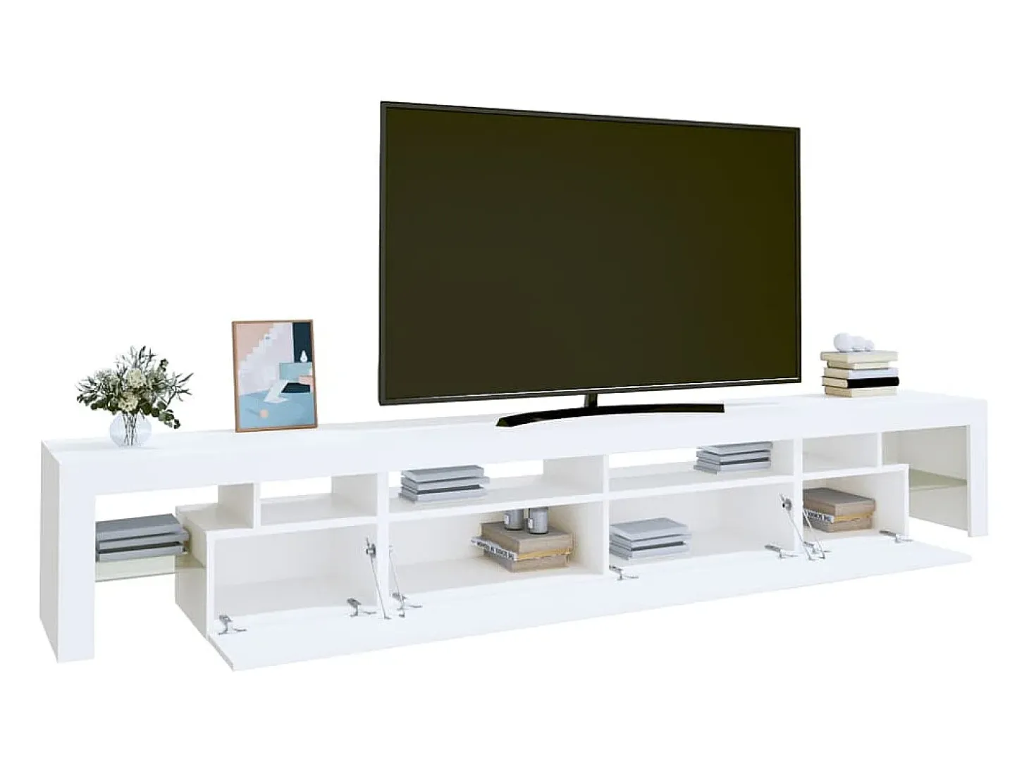 Mueble de TV con luces LED blanco 260x36,5x40 cm