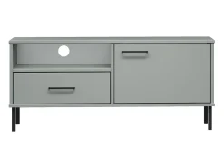 Mueble de TV con patas de metal OSLO madera maciza pino gris