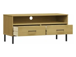 Mueble de TV con patas de metal OSLO madera maciza pino marrón
