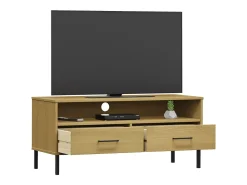 Mueble de TV con patas de metal OSLO madera maciza pino marrón