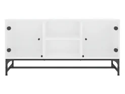 Mueble de TV con puertas de vidrio blanco 102x37x50 cm