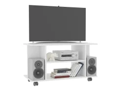 Mueble de TV con ruedas madera contrachapada blanco 80x40x40 cm