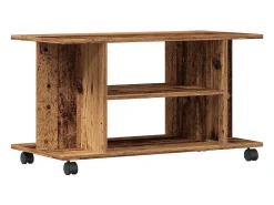 Mueble de TV con ruedas madera ingeniería envejecida 80x40x45cm