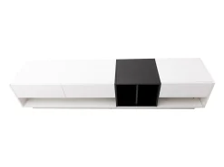 Mueble de TV de 190 cm, con 3 cajones, estantes abiertos, diseño de bloques de color, estilo moderno - Blanco