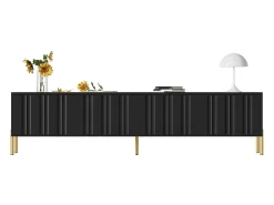 Mueble de TV de 4 puertas - 190 x 38 x 48 cm - MDF y aglomerado - Negro