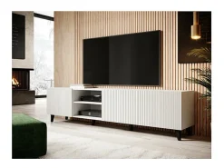 Mueble de TV de diseño Gustave 200 cm blanco