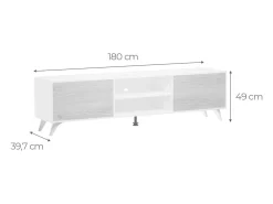 Mueble de TV de Diseño Nórdico, 2 Compartimentos de Almacenamiento y 2 Puertas, Mauvella - Rayas, 49cm (Alto)x 180cm (Ancho) x 40cm (Fondo) - Meyvaser