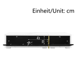 Mueble de TV de longitud regulable (140-260 cm) - 3 puertas abatibles - aspecto mármol blanco - Blanco y Negro