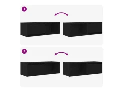 Mueble de TV de madera de roble negro 80x31x25,5 cm