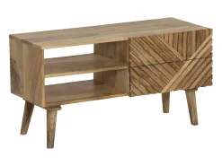 Mueble de TV de madera de mango en espiga Maëva con almacenamiento