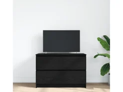 Mueble de TV de madera de ingeniería negro 80x35x54 cm