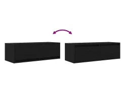 Mueble de TV de madera de roble negro 80x31x25,5 cm