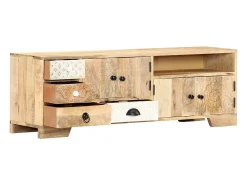Mueble de TV de madera maciza de mango 120x30x40 cm