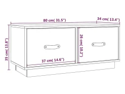 Mueble de TV de madera maciza de pino gris 80x34x35 cm