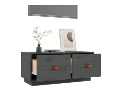 Mueble de TV de madera maciza de pino gris 80x34x35 cm