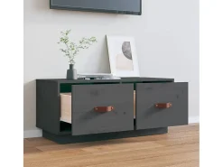 Mueble de TV de madera maciza de pino gris 80x34x35 cm