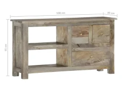 Mueble de TV de madera maciza de mango 100x30x55 cm