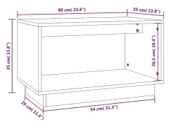 Mueble de TV de madera maciza de pino gris 60x35x35 cm