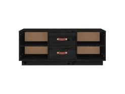 Mueble de TV de madera maciza de pino negro 100x34x40 cm