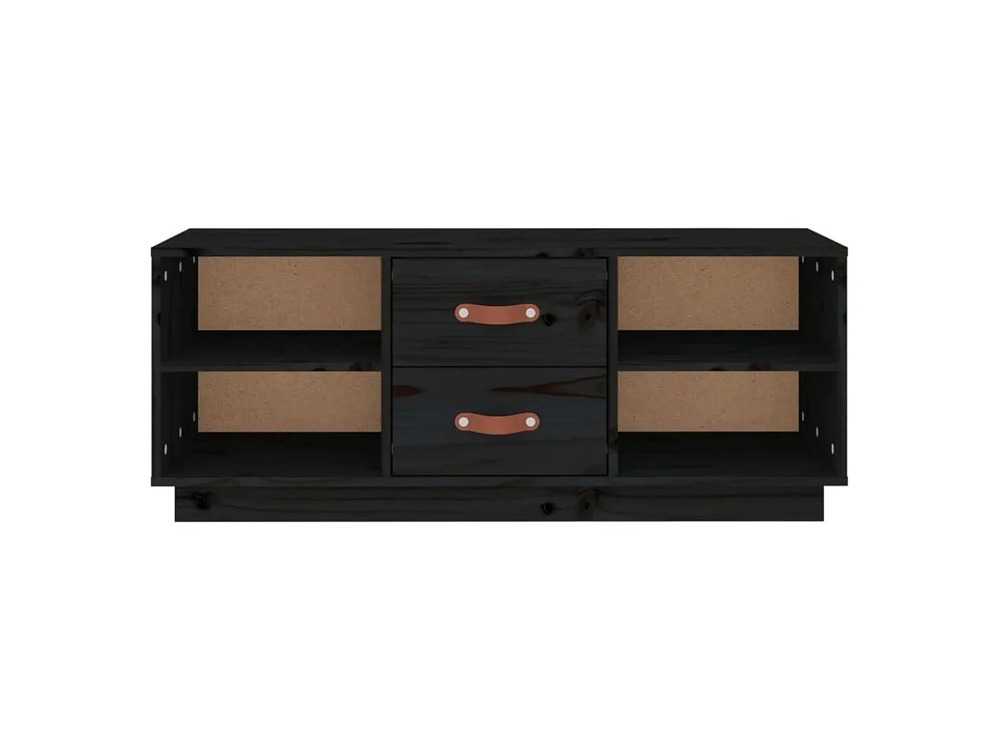 Mueble de TV de madera maciza de pino negro 100x34x40 cm