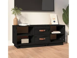 Mueble de TV de madera maciza de pino negro 100x34x40 cm