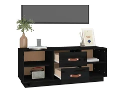 Mueble de TV de madera maciza de pino negro 100x34x40 cm