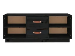 Mueble de TV de madera maciza de pino negro 100x34x40 cm