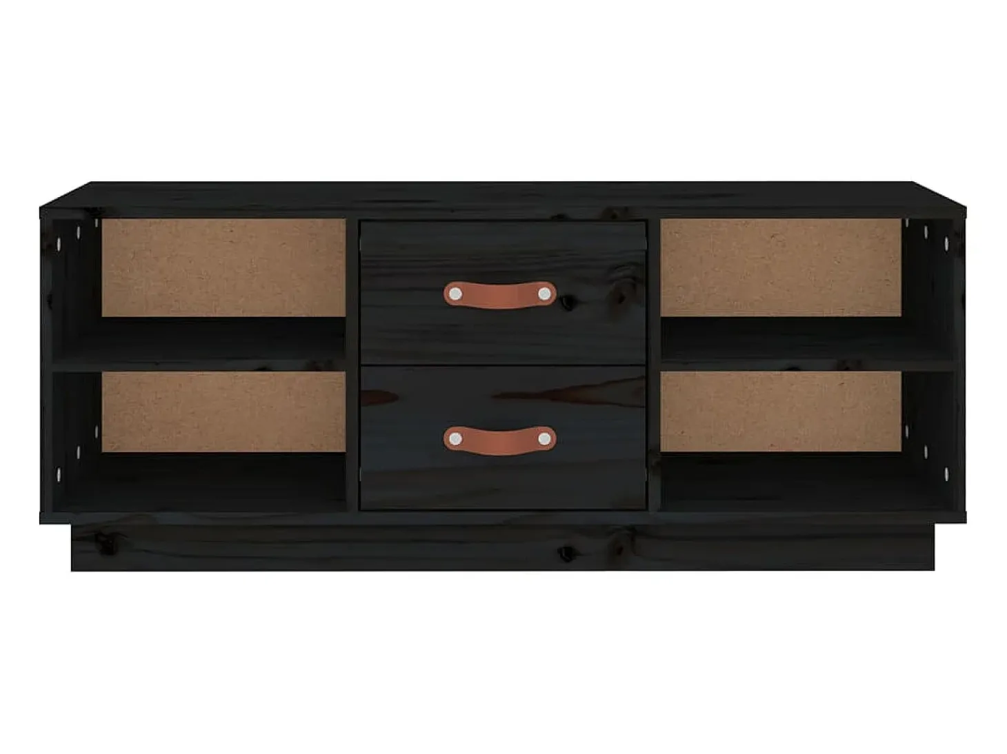 Mueble de TV de madera maciza de pino negro 100x34x40 cm