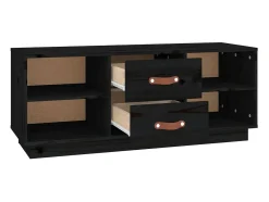 Mueble de TV de madera maciza de pino negro 100x34x40 cm