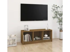 Mueble de TV de madera maciza pino marrón miel 104x33x41 cm