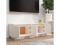 Mueble de TV de madera maciza de pino blanco 110x34x40 cm ES81119