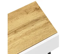 Mueble de TV de madera y blanco - Mueble de TV con 2 puertas abatibles y patas de metal - almacenaje abierto