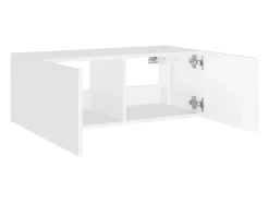 Mueble de TV de pared con luces LED blanco 80x35x31 cm