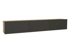 Mueble de TV de pared con 3 puertas - Antracita y Natural Claro - VIKILA