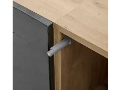 Mueble de TV de pared de 3 puertas con iluminación LED - Mueble de TV negro - puertas plegables - para TV de 75"