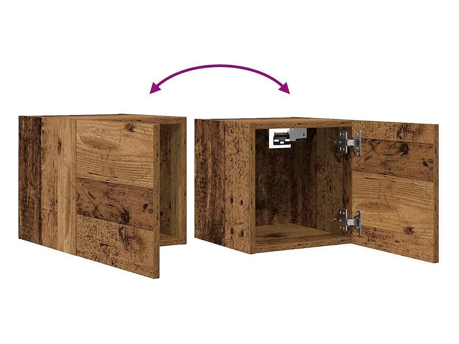 Mueble de TV de pared de 2 piezas, madera vieja, 30,5x30x30 cm