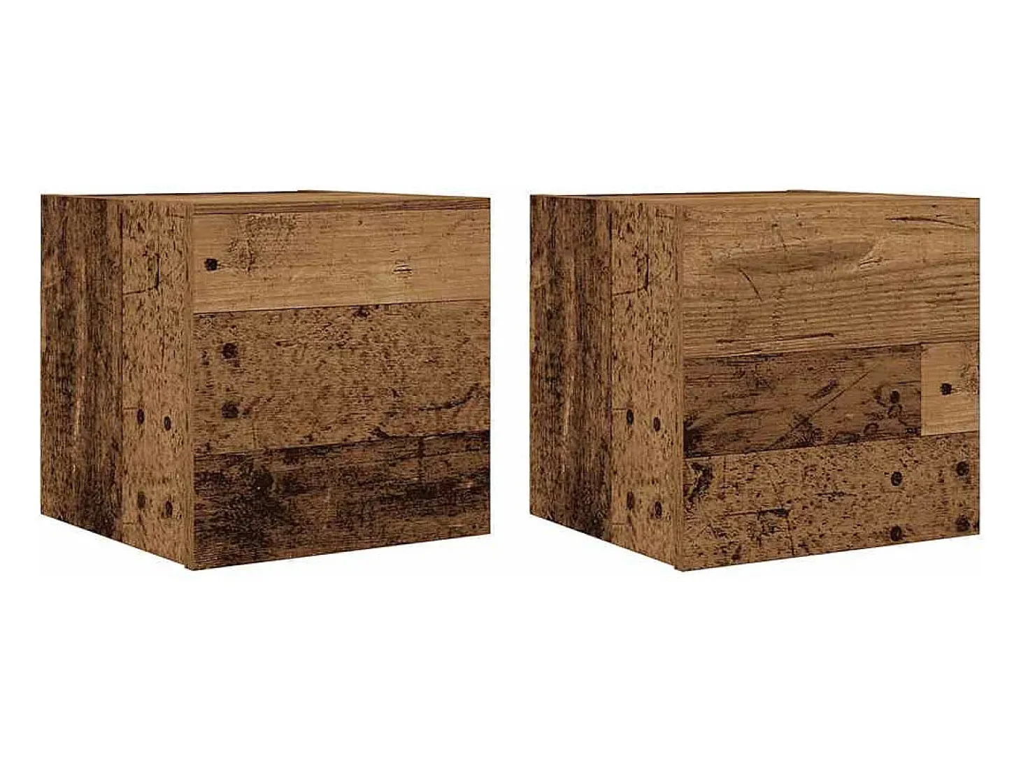 Mueble de TV de pared de 2 piezas, madera vieja, 30,5x30x30 cm