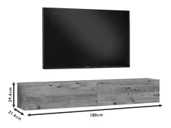 Mueble de TV de Pared moderno Color Roble con 2 Cajones - 180x31.6x29.6 cm.