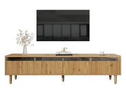 Mueble de TV efecto madera - 178 cm x 35 x 45 cm - con 4 cajones - para salón - MDF - natural