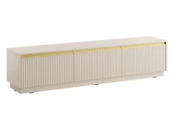 Mueble de TV flotante o de pie con 3 puertas de MDF - Beige y Dorado - POSINIA
