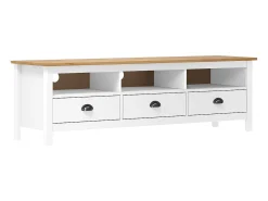 Mueble de TV Hill madera maciza de pino blanco 158x40x47 cm