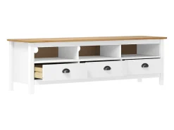Mueble de TV Hill madera maciza de pino blanco 158x40x47 cm