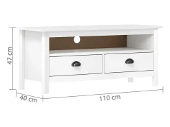 Mueble de TV Hill madera maciza de pino blanco 110x40x47 cm