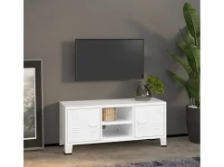 Mueble de TV industrial metal blanco 105x35x42 cm