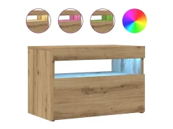 Mueble de TV luces LED madera roble artisan 60x35x40 cm