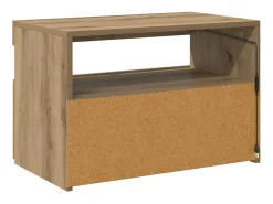 Mueble de TV luces LED madera roble artisan 60x35x40 cm